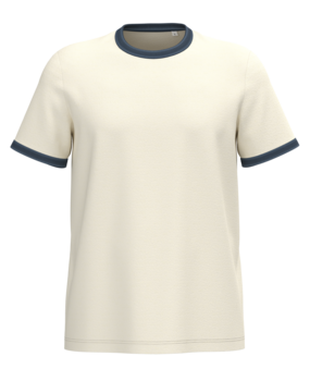 Native Spirit Ringer heren T-shirt zware kwaliteit | Ivory -Washed Navyblue