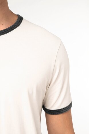 Native Spirit Ringer heren T-shirt zware kwaliteit | Ivory -Washed Paprika