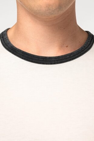 Native Spirit Ringer heren T-shirt zware kwaliteit | Ivory -Washed Paprika