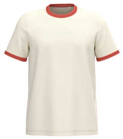 Native Spirit Ringer heren T-shirt zware kwaliteit | Ivory -Washed Paprika