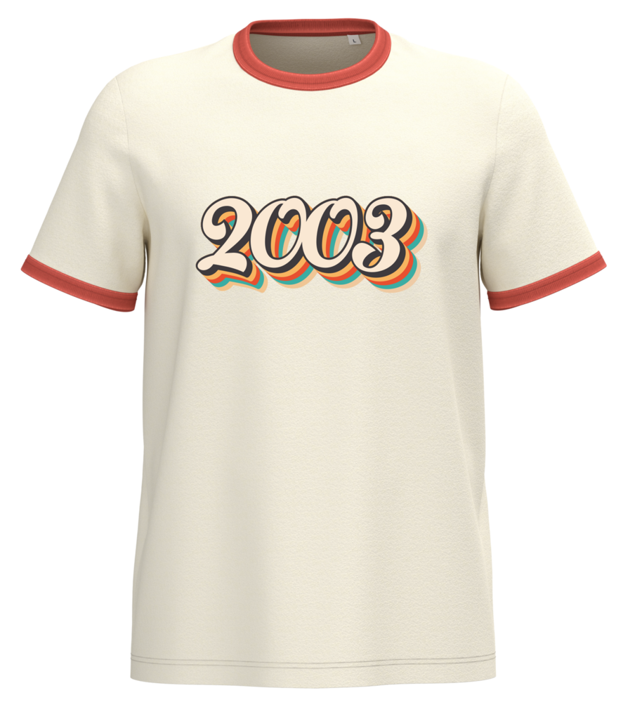 Native Spirit Kies uw eigen jaartal | Ringer heren T-shirt zware kwaliteit | Ivory -Washed Paprika