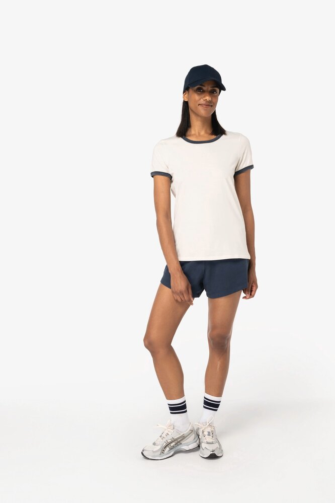 Native Spirit Ringer Dames T-shirt zware kwaliteit | Ivory -Washed Black