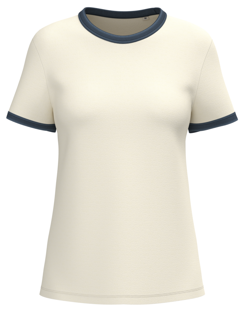 Native Spirit Ringer Dames T-shirt zware kwaliteit | Ivory -Washed Navyblue