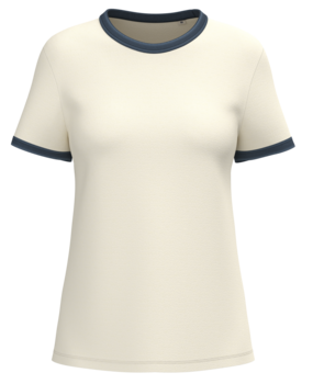 Native Spirit Ringer Dames T-shirt zware kwaliteit | Ivory -Washed Navyblue