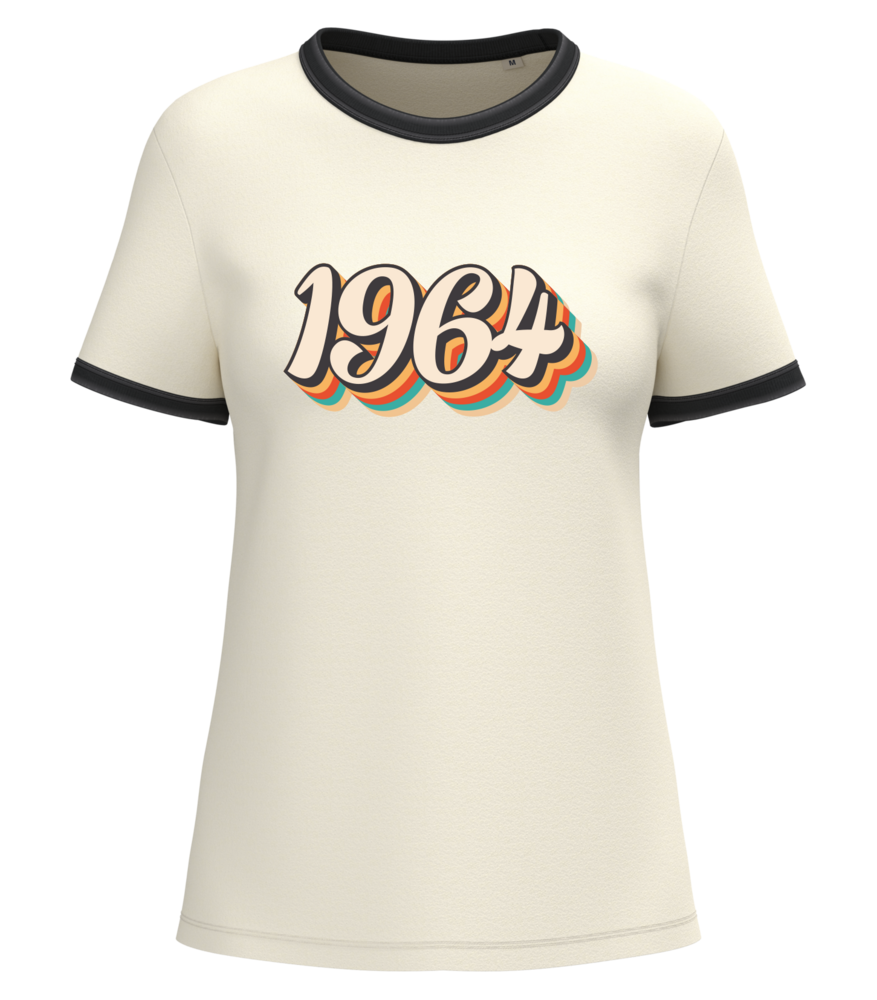 Native Spirit Kies uw eigen Jaartal | Ringer dames T-shirt zware kwaliteit | Ivory -Washed Black