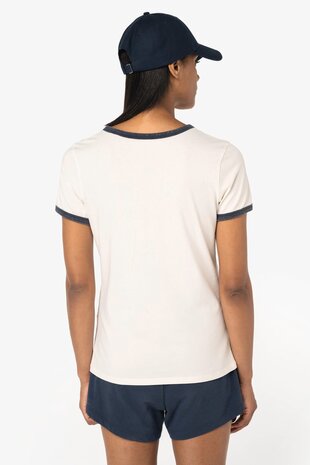 Native Spirit Kies uw eigen Jaartal | Ringer dames T-shirt zware kwaliteit | Ivory -Washed Paprika