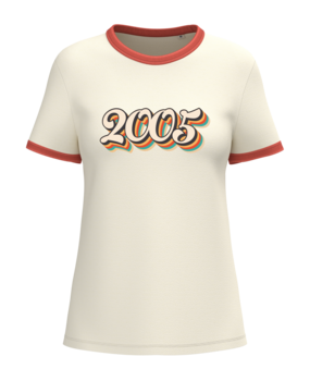 Native Spirit Kies uw eigen Jaartal | Ringer dames T-shirt zware kwaliteit | Ivory -Washed Paprika