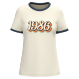 Native Spirit Kies uw eigen Jaartal | Ringer dames T-shirt zware kwaliteit | Ivory -Washed Navyblue