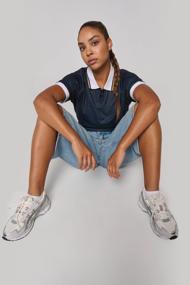 Proact Lifestyle sportpolo uniseks | White-Navy-Gold