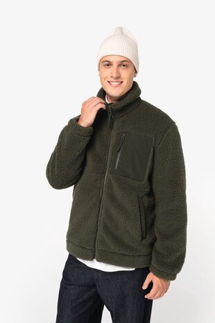 Native Spirit Ecologisch Uniseks Sherpa jasje van 100% gerecycled polyester | Zwart Native Spirit Ecologisch Uniseks Sherpa jasje van 100% gerecycled polyester | Zwart