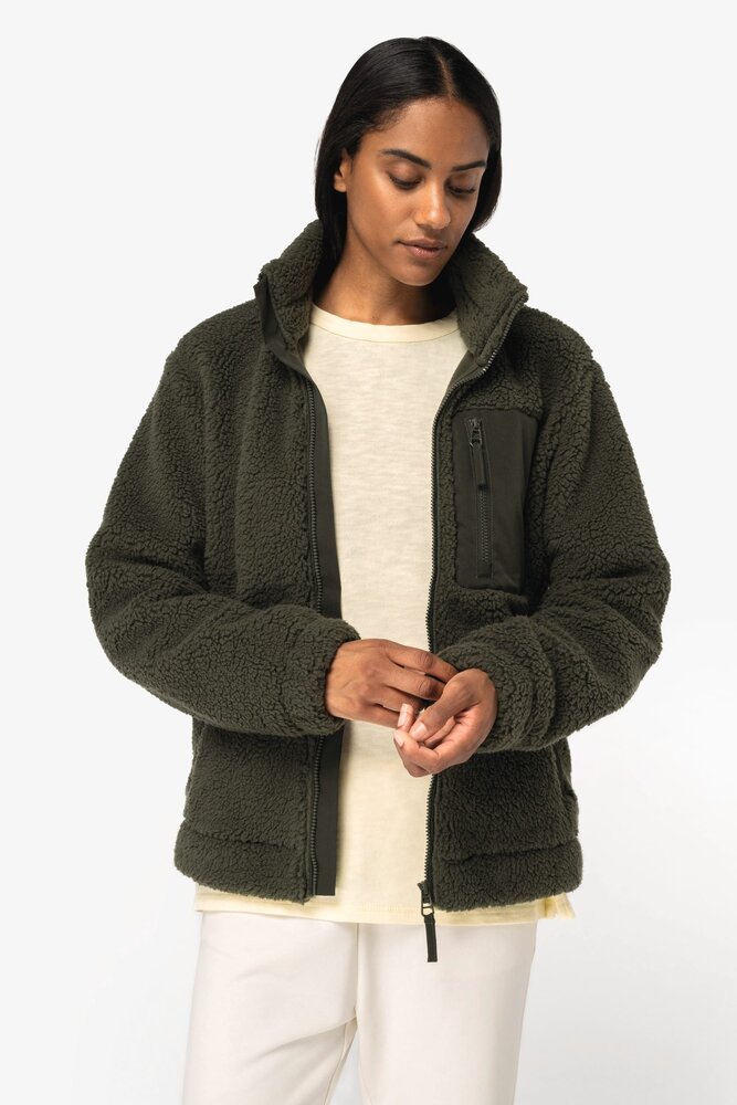 Native Spirit Ecologisch Uniseks Sherpa jasje van 100% gerecycled polyester | Zwart Native Spirit Ecologisch Uniseks Sherpa jasje van 100% gerecycled polyester | Zwart