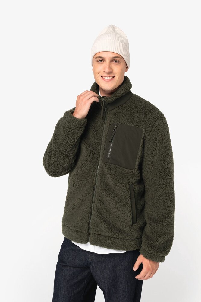 Native Spirit Ecologisch Uniseks Sherpa jasje van 100% gerecycled polyester | Wet Sand Native Spirit Ecologisch Uniseks Sherpa jasje van 100% gerecycled polyester | Wet Sand
