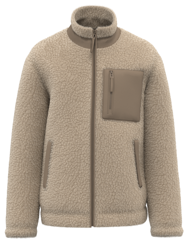 Native Spirit Ecologisch Uniseks Sherpa jasje van 100% gerecycled polyester | Wet Sand Native Spirit Ecologisch Uniseks Sherpa jasje van 100% gerecycled polyester | Wet Sand