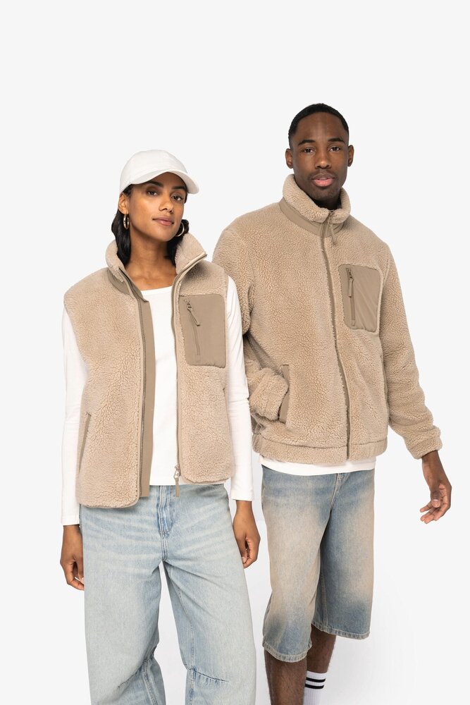 Native Spirit Ecologisch Uniseks Sherpa jasje van 100% gerecycled polyester | Forest Khaki Native Spirit Ecologisch Uniseks Sherpa jasje van 100% gerecycled polyester | Forest Khaki