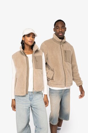 Native Spirit Ecologisch Uniseks Sherpa jasje van 100% gerecycled polyester | Forest Khaki Native Spirit Ecologisch Uniseks Sherpa jasje van 100% gerecycled polyester | Forest Khaki