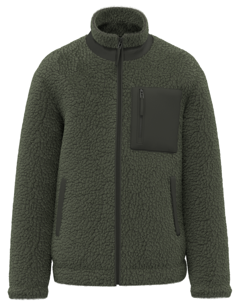 Native Spirit Ecologisch Uniseks Sherpa jasje van 100% gerecycled polyester | Forest Khaki Native Spirit Ecologisch Uniseks Sherpa jasje van 100% gerecycled polyester | Forest Khaki
