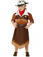 Carnival Toys kostuum Cowgirl meisjes fluweel bruin maat 126