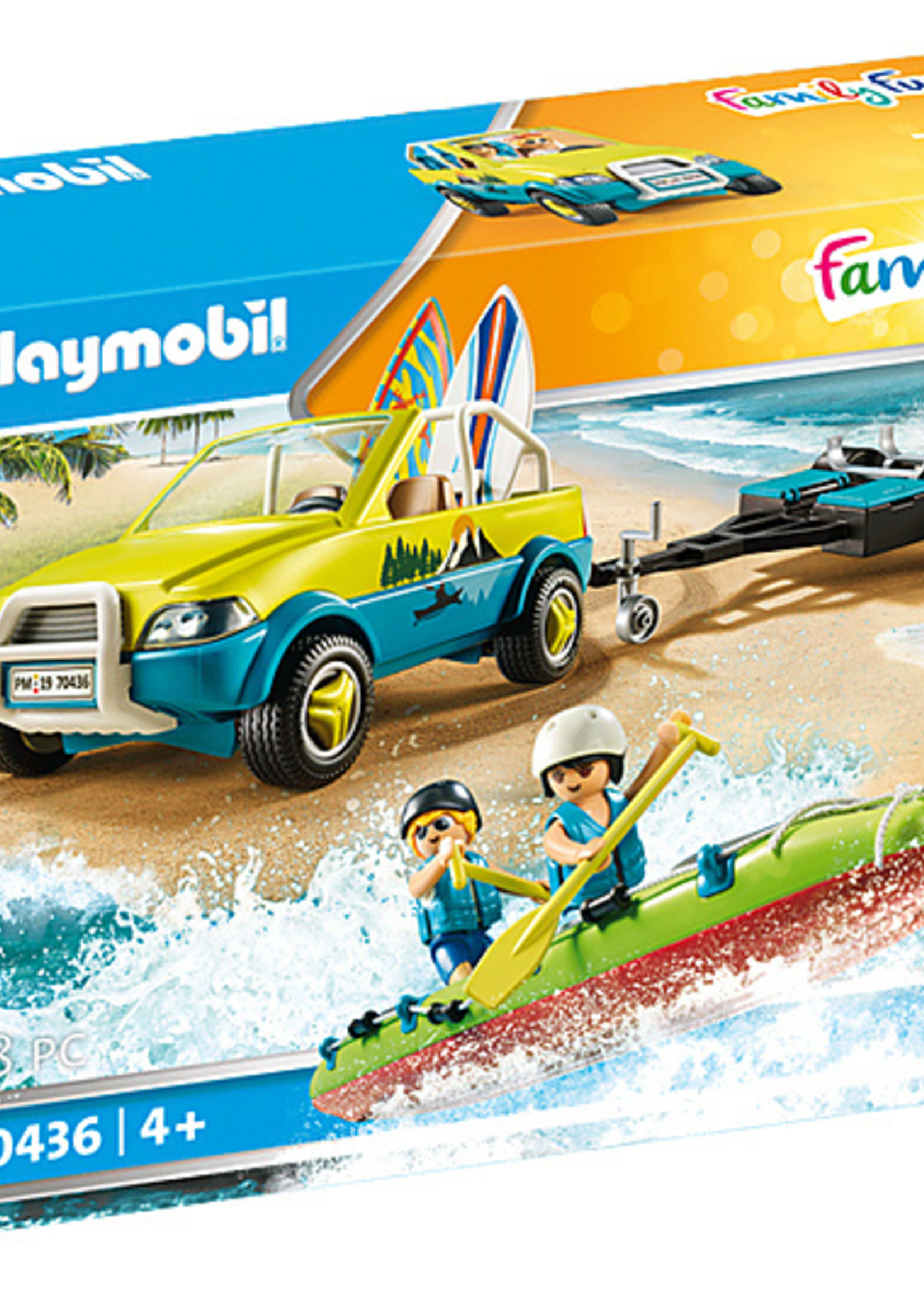 PLAYMOBIL Family Fun strandwagen met kano junior 88-delig