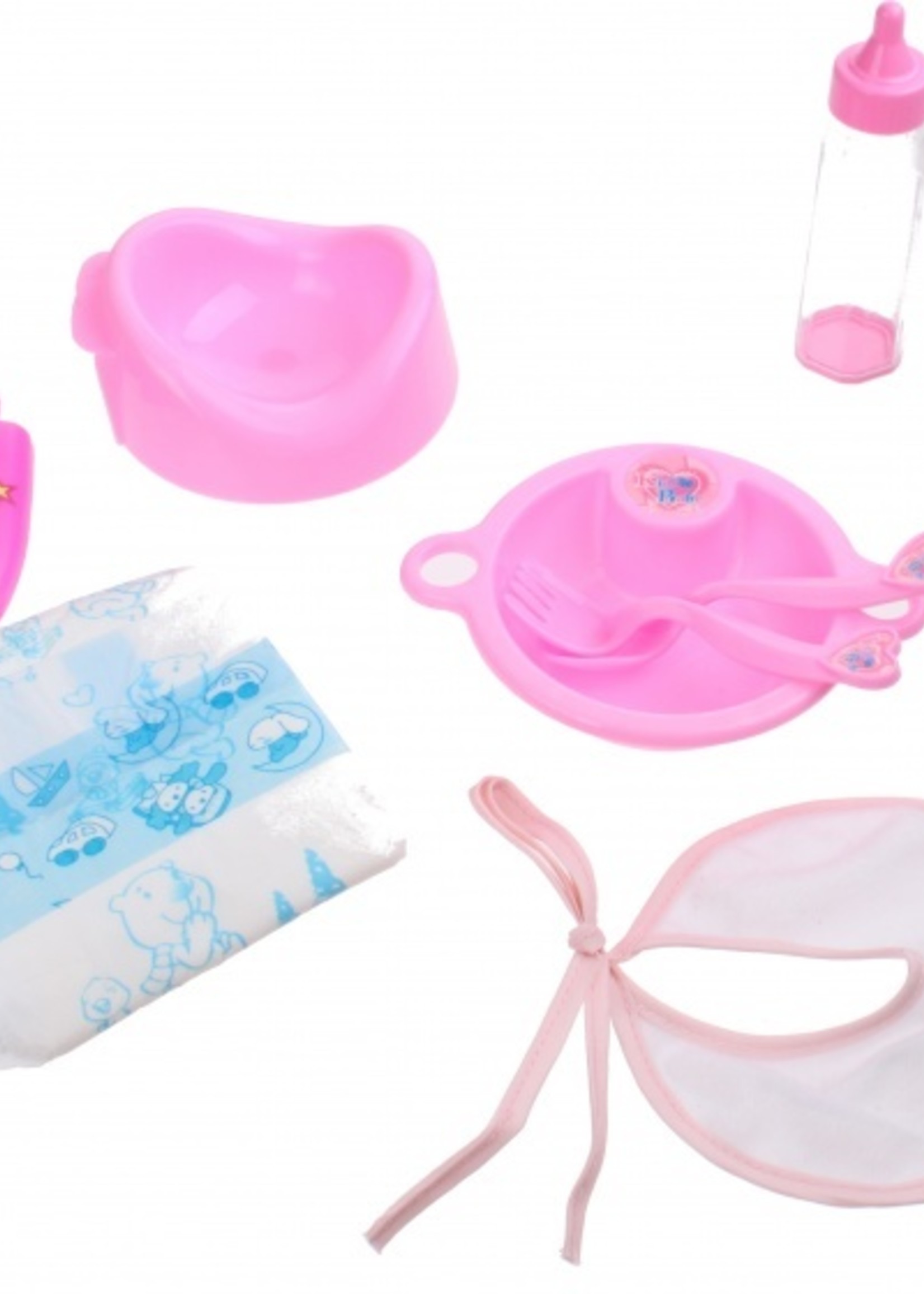 Toi-Toys babypop verzorgingsset 8-delig roze