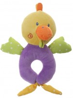 Eddy toys pluche rammelaar eend geel/paars 16 cm
