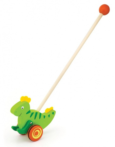 duwstok dinosaurus junior 56 cm groen hout