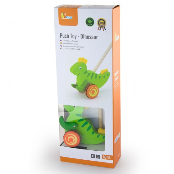 duwstok dinosaurus junior 56 cm groen hout