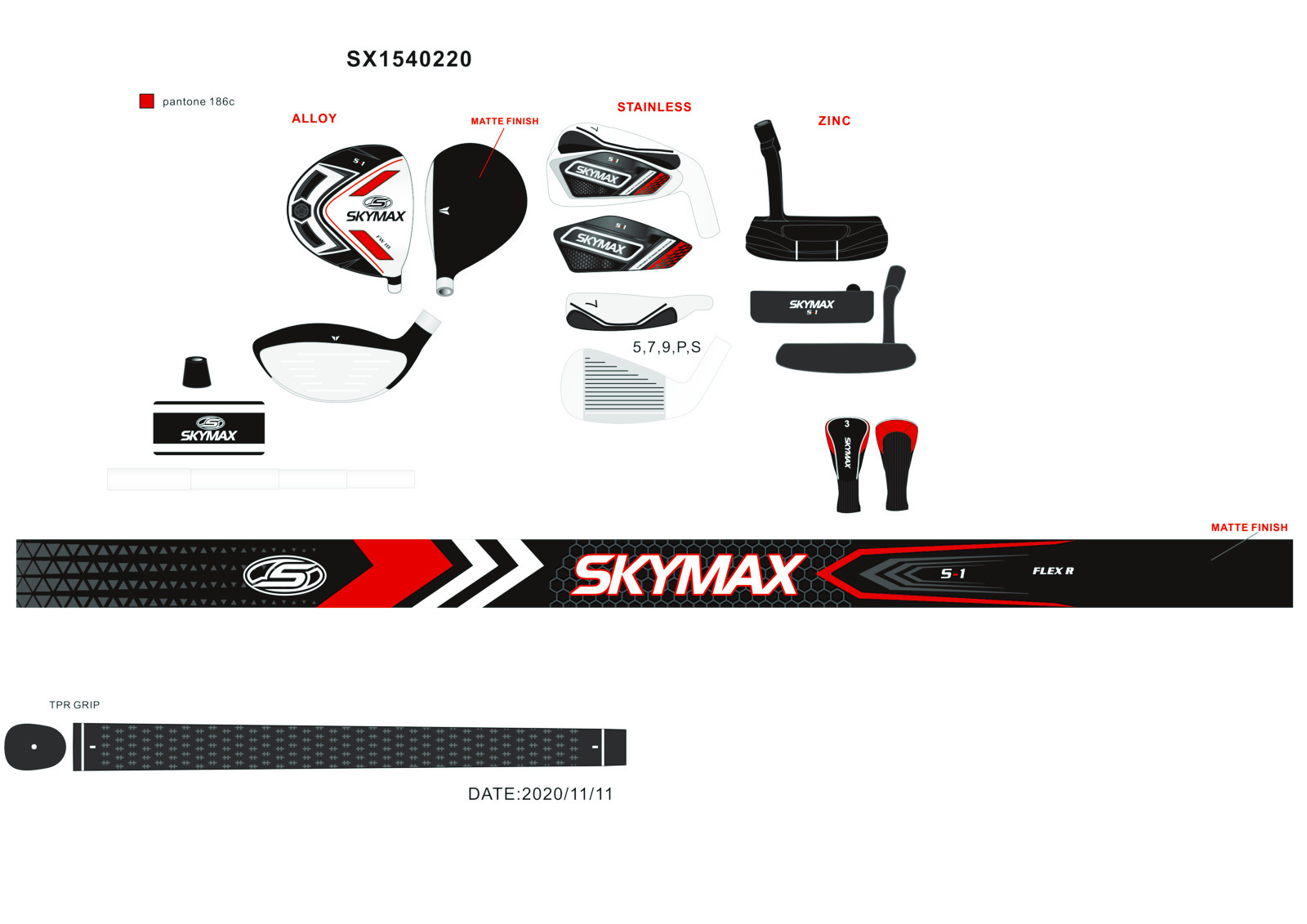 Skymax Skymax S1 Heren Halve Set Rechtshandig Staal +1 inch verlengd