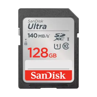 1 jaar Garantie- SanDisk Ultra® SDHC™ UHS-I-kaart en SDXC™ UHS-I-kaart - 128GB
