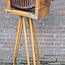 Antieke Houten Straatbord Camera Complete Set met Statief nr. 2659