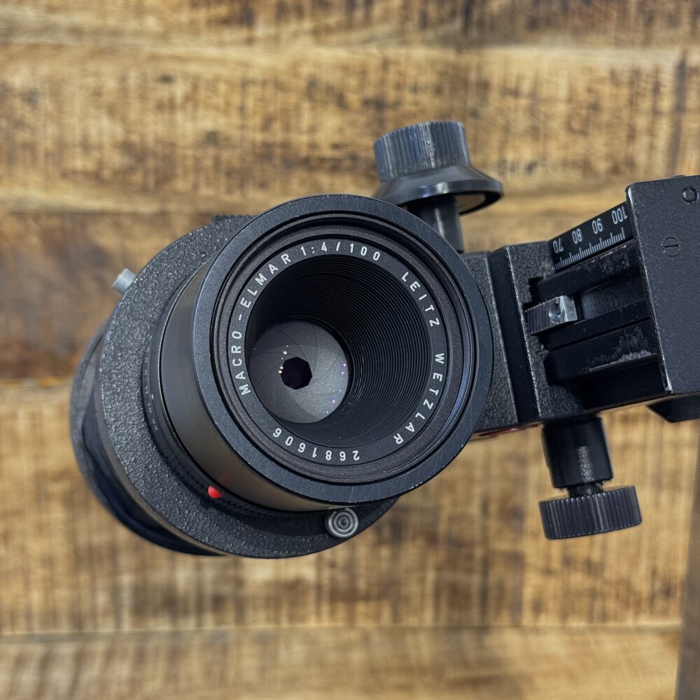 Leica 100mm f4 Macro-Elmar Wetzlar R-Mount Bellow + Standaard nr. 2614