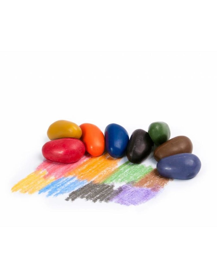 Crayon Rocks  Crayon rocks - 16 krijtjes van sojawas in primaire kleuren geleverd in een ecru katoenen zakje