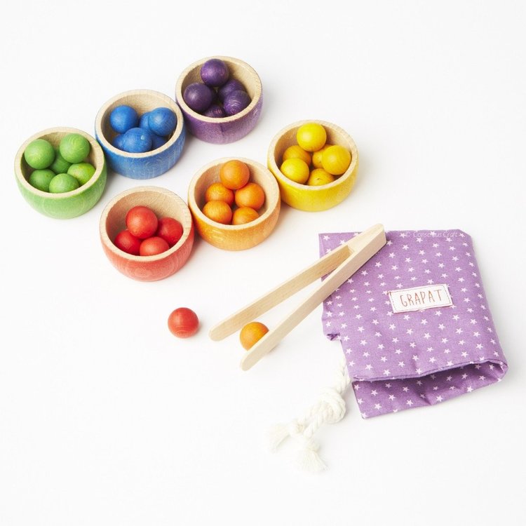 Grapat  Grapat houten kommetjes en knikkers