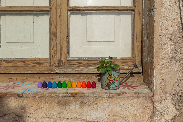 Grapat  Houten mandala regenboog eitjes