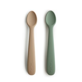 Mushie Silicone baby feeding spoons - Dried Thyme /Natural