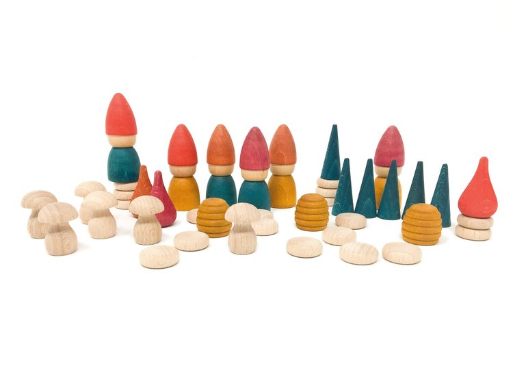 Grapat  Grapat houten Nins Tomten - kaboutertjes, paddestoeltjes, boompjes...