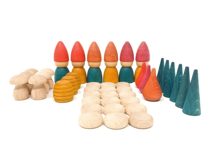 Grapat  Grapat houten Nins Tomten - kaboutertjes, paddestoeltjes, boompjes...