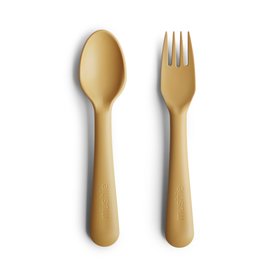 Mushie Fork and Spoon set - Mustard