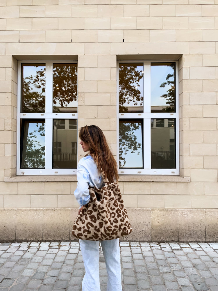 Studio Noos Teddy Leopard ecru mom-bag