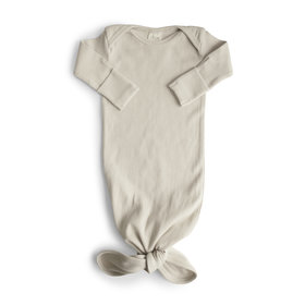Mushie Ribbed knotted Gown  - Ivory