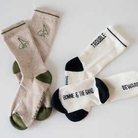 Bonnie & The Gang  Ugo crew socks - Khaki-Ink