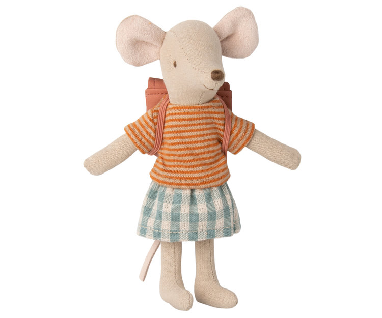 Maileg  Tricycle mouse - Big sister with bag - Old Rose