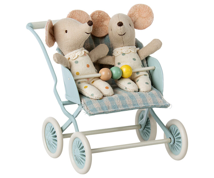 Maileg  Kinderwagen - Baby muis - Mint