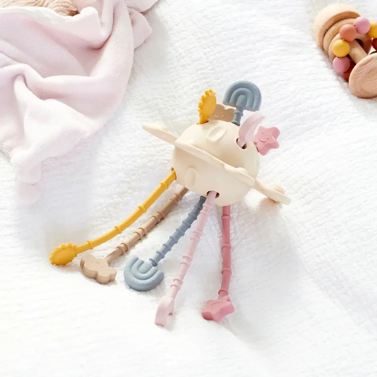 Tickit Silisoft Zip pull toy - Aardekleuren