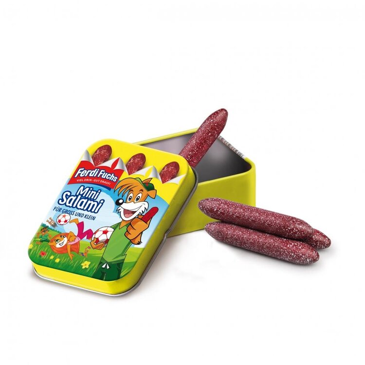 Erzi Ferdi Fuchs Mini Salami in een blikken doosje