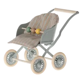 Maileg  Stroller - Baby mouse - Blue