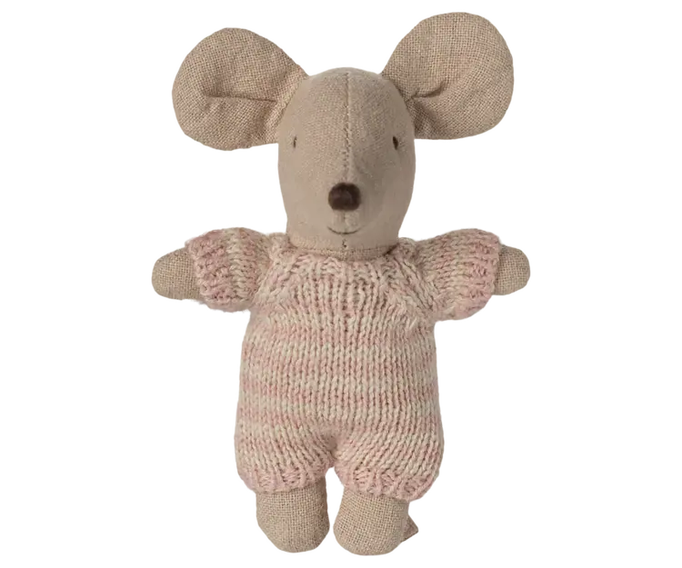 Maileg  Baby muisje in roze draagmandje