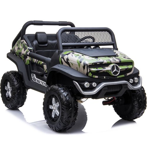 Mercedes kinderauto Mercedes Unimog 12V 2-persoons kinderauto Camouflage