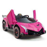 Lamborghini Veneno 12V 2 Persoons Kinderauto Roze