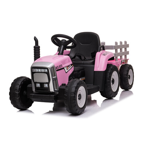 Elektrische kindertractor met aanhanger 12V Roze