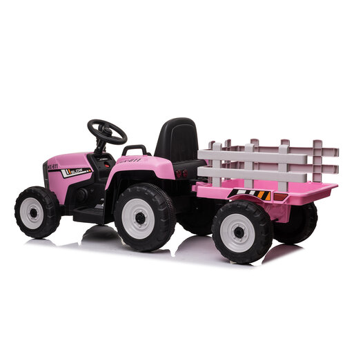 Elektrische kindertractor met aanhanger 12V Roze